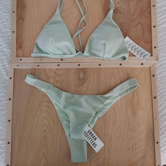 URBAN OUTFITTERS Glimmer Cheeky Bikini Bottom & Triangle Bikini Top- NWT (L) - Picture 3 of 15